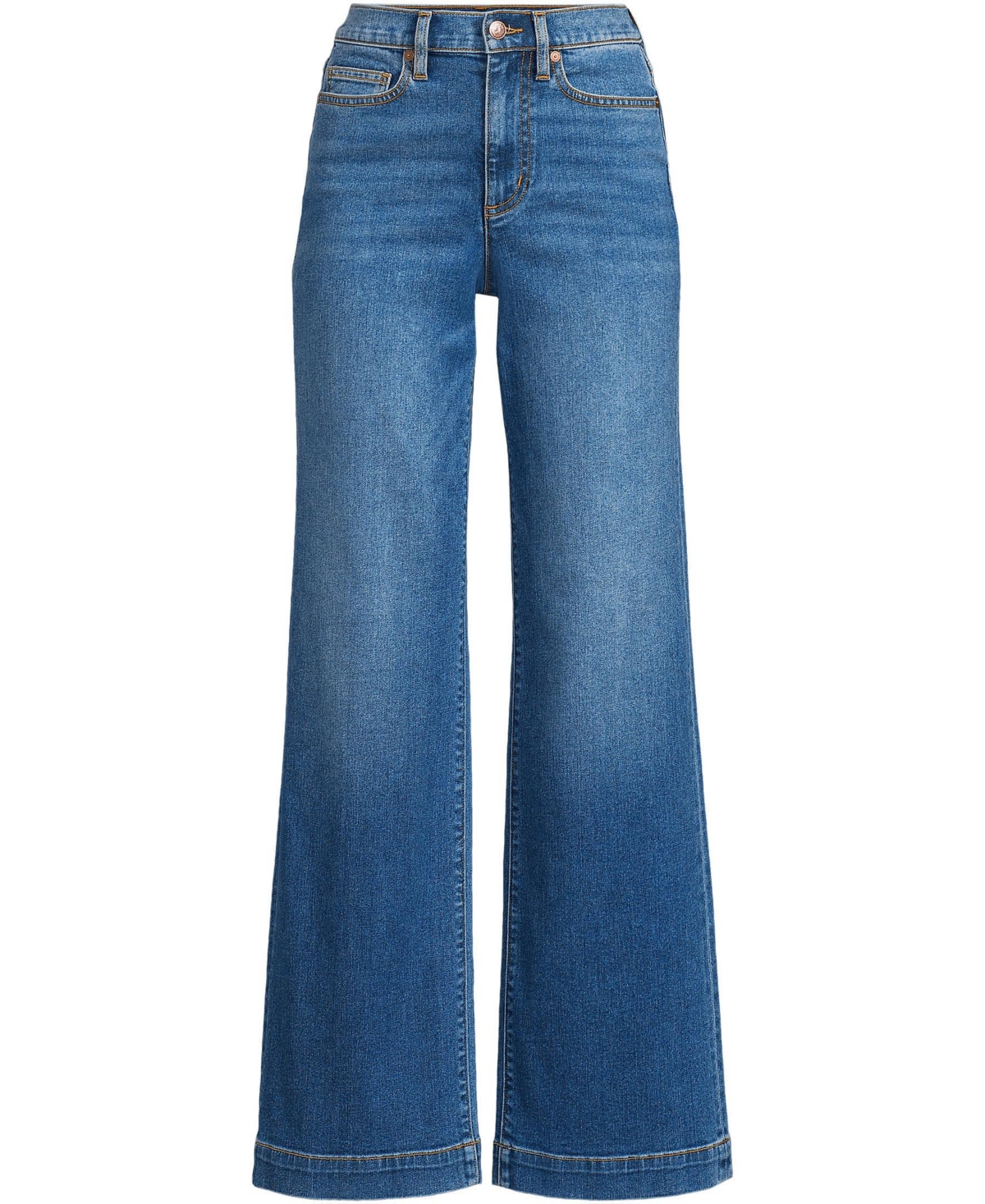Lands End Women s Tall Recover High Rise Wide Leg Blue Jeans Arctic indigo Smart Closet