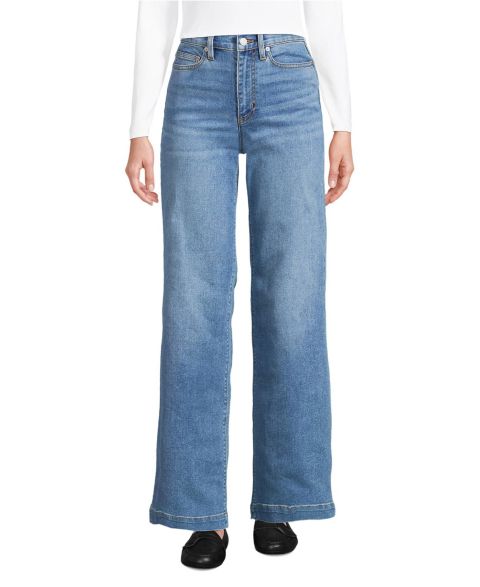 Женские джинсы Lands' End Recover High Rise Wide Leg, цвет: Синий