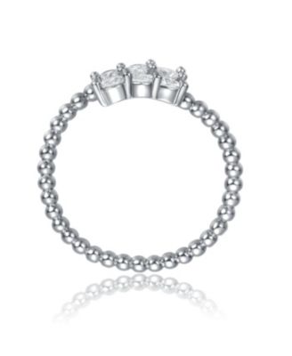 Sterling Silver Cubic Zirconia Coiled Bead Stacking Ring