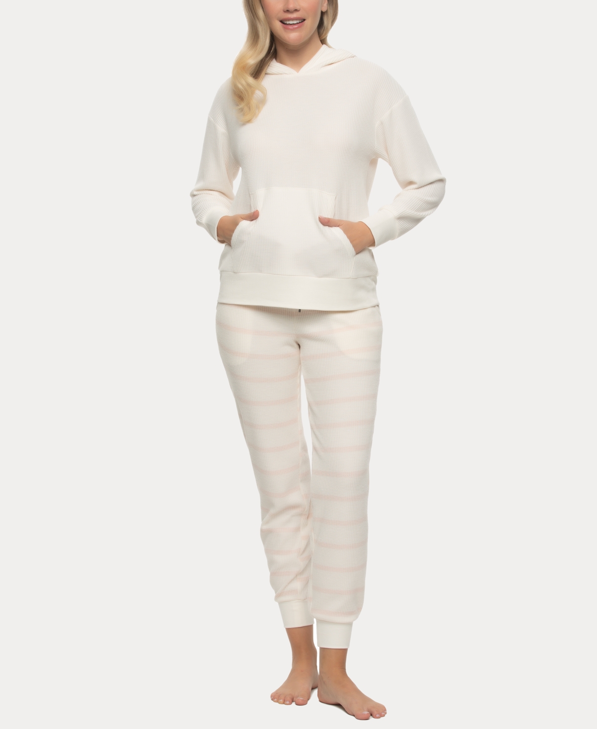 Women's Jolie Pullover Hoodie and Jogger Lounge Set - Whisper White