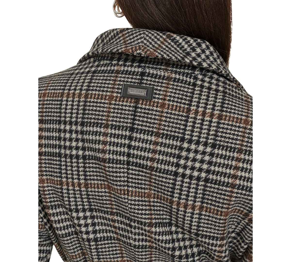 Calvin Klein Womens Asymmetrical Belted Wrap Coat, Created For Macys In Black,brown