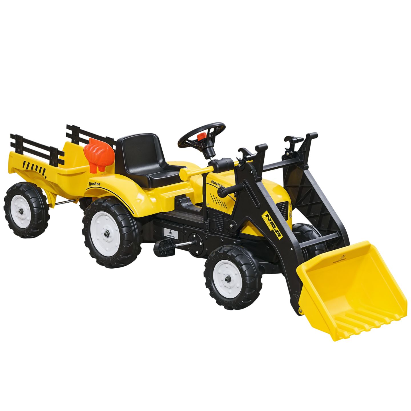 Детская игрушка Aosom Ride-On Kids Bulldozer with Working Dirt Bucket and Detachable Trailer, 77 lbs. Capacity, Ages 3+ — фото 1