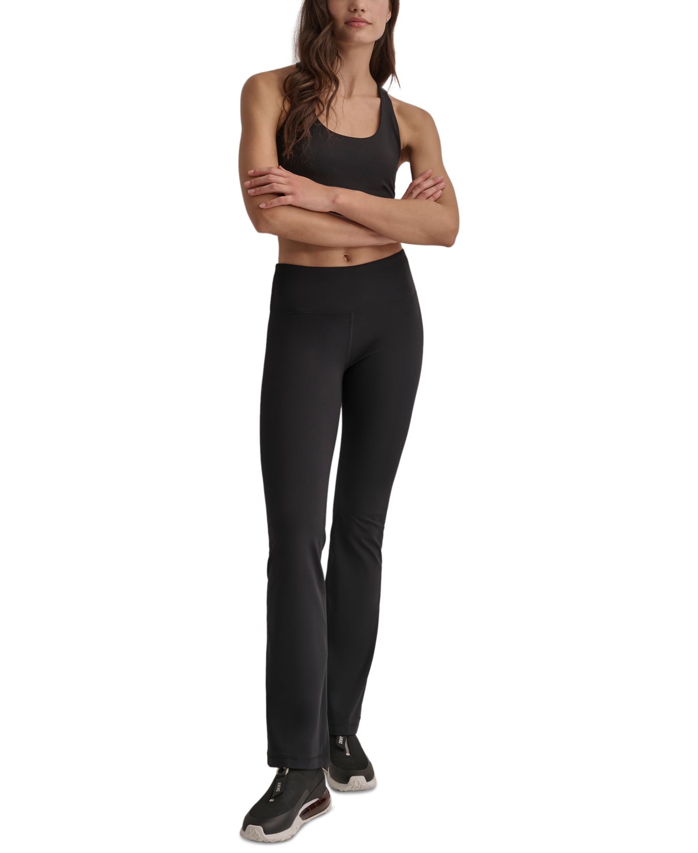 Женские леггинсы DKNY Balance Compression High-Waist Flared, цвет: Чёрный — фото 3