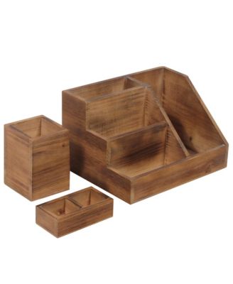 3 Piece Desk Organizer Set- Rustic Mail Organizer For Desktop - Great For Rustic Or Industrial Decor! Makeup Organizer For Vanity