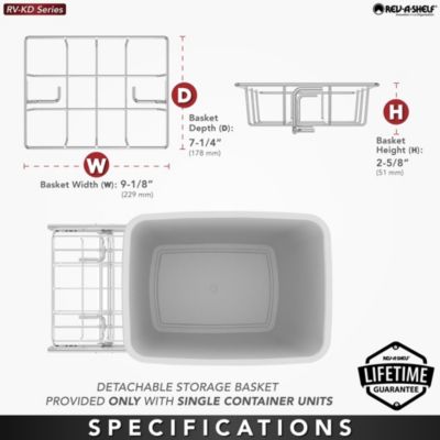 Pullout Trash Can 35 qt. for Kitchen Cabinets, Black, RV-12KD-18C S