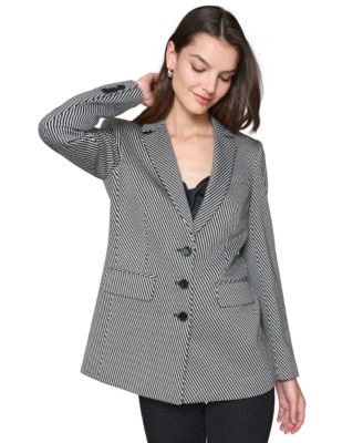 KARL LAGERFELD PARIS - Women's Striped Notched-Lapel Blazer