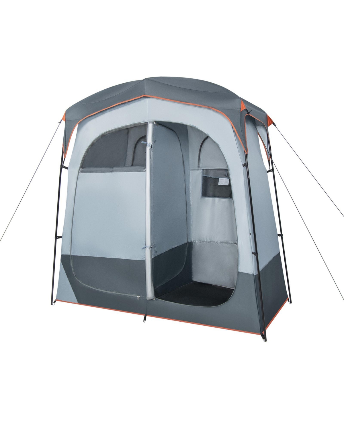 2 Rooms Oversize Privacy Shower Tent with Removable Rain Fly and Inside Pocket - Grey