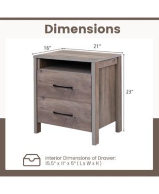 Nightstand with 2 Drawers Farmhouse Bed Side Table with Open Storage Shelf