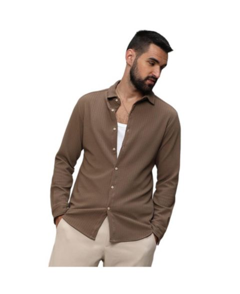 Мужская рубашка Cahoot Campus Sutra Tan Brown Stripe-Creased, цвет: Коричневый