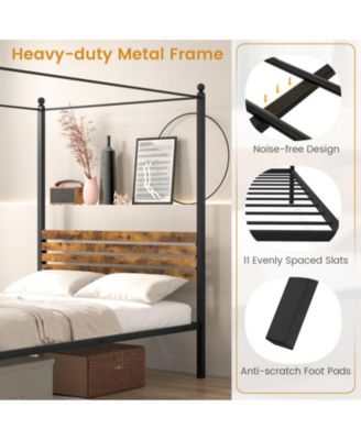 Twin Canopy Bed Frame with Under Bed Storage
