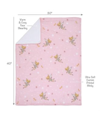 Disney Tinker Bell Pink Soft Fleece Faux Shearling Baby Blanket