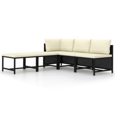 Garden Sofa Set Black and Cream White