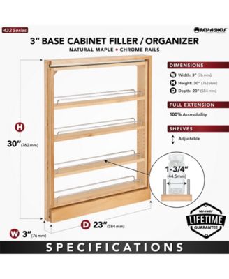 3" Pull Out Kitchen Cabinet Filler Organizer Spice Rack, 432-BF-3C