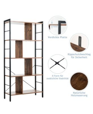 4-Tier Industrial Freestanding Bookshelf with Metal Frame