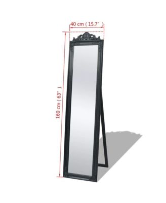 Free-Standing Mirror Baroque Style 63"x15.7" Black