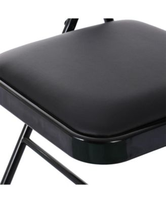Outdoor/Indoor Black Vinyl Padded Folding Dining Chair (Set of 4)