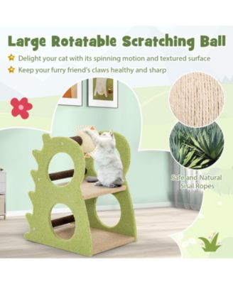 2-Tier Modern Cat Tree for Indoor Cats with Rotatable Sisal Scratching Ball