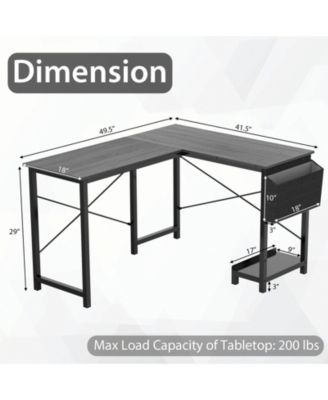 Modern Reversible Computer Desk with Storage Pocket and CPU Stand for Working Writing Gaming