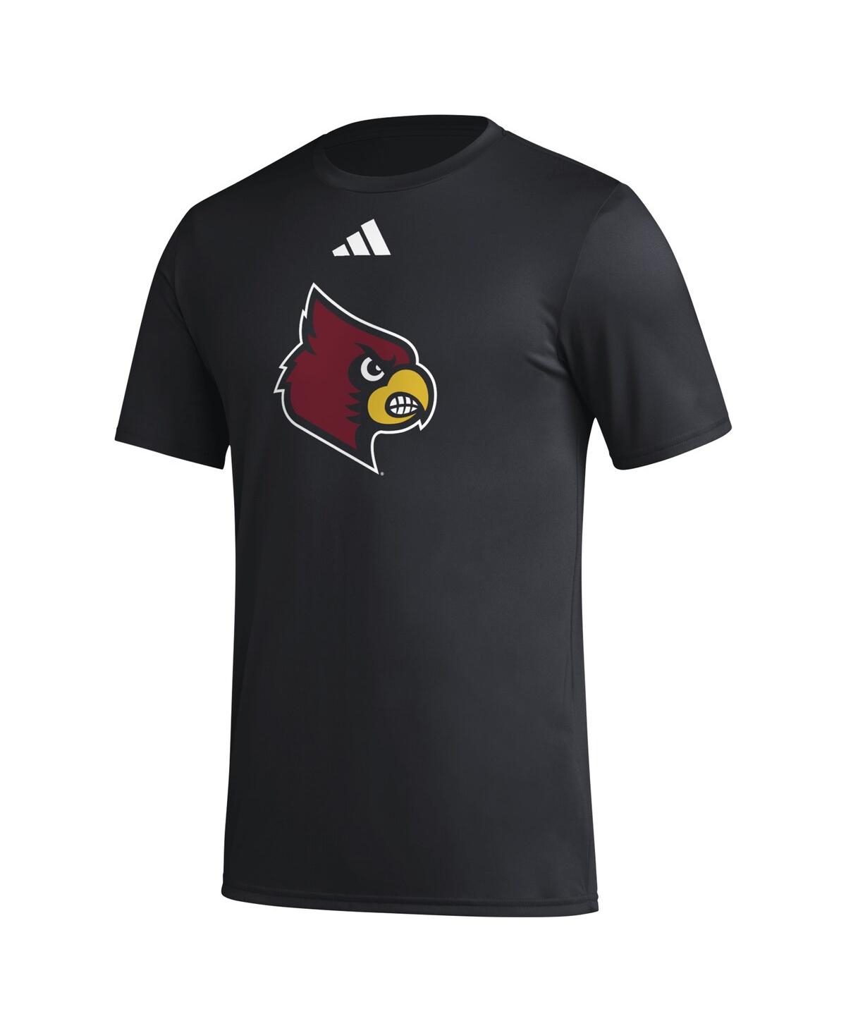 Adidas Men'sLouisville Cardinals Primary Locker Logo Pre-Game Aeroready T-Shirt - Black