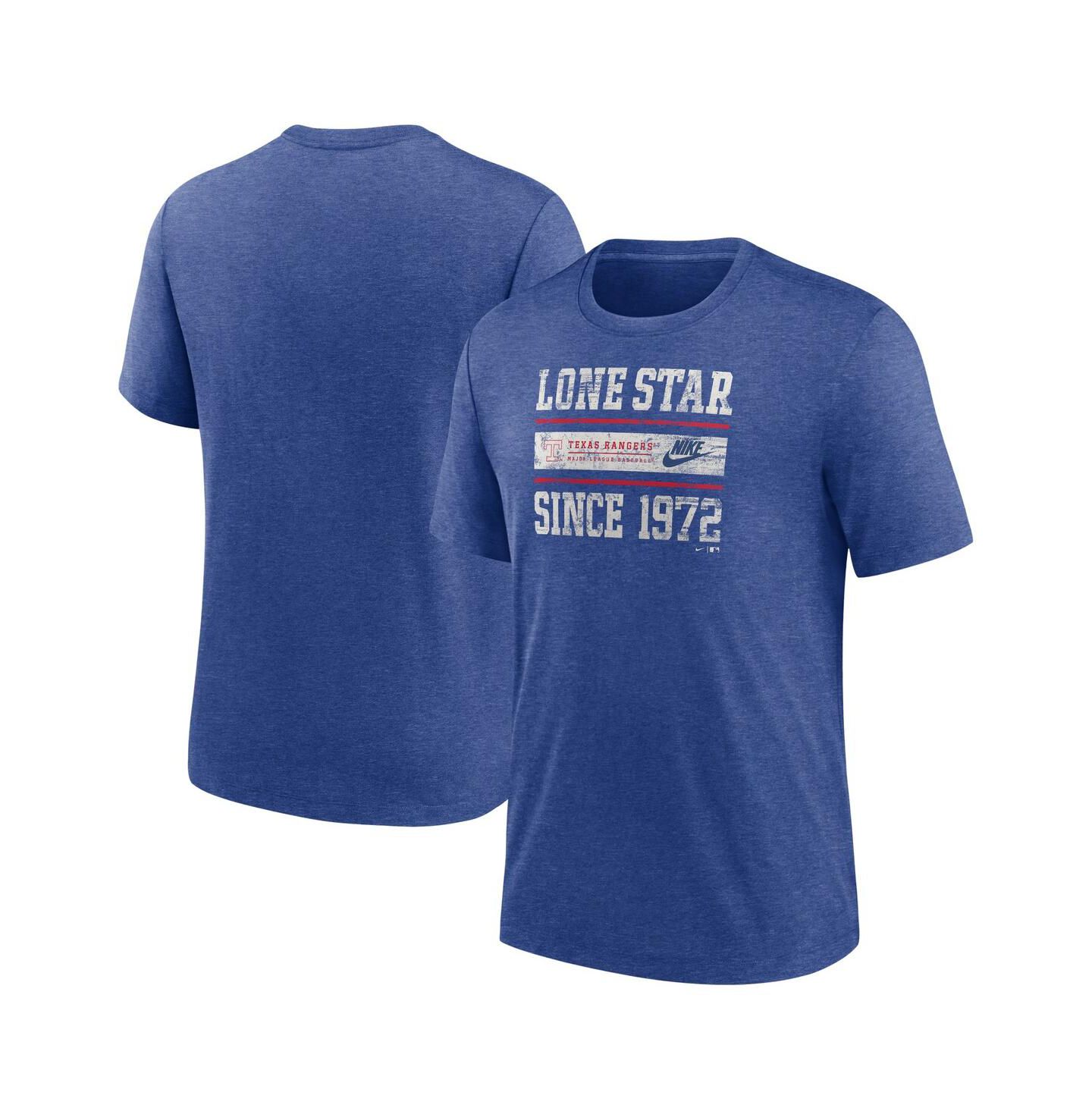 Мужская футболка Nike Heather Royal Texas Rangers Cooperstown Collection Local Stack Tri-Blend — фото 1