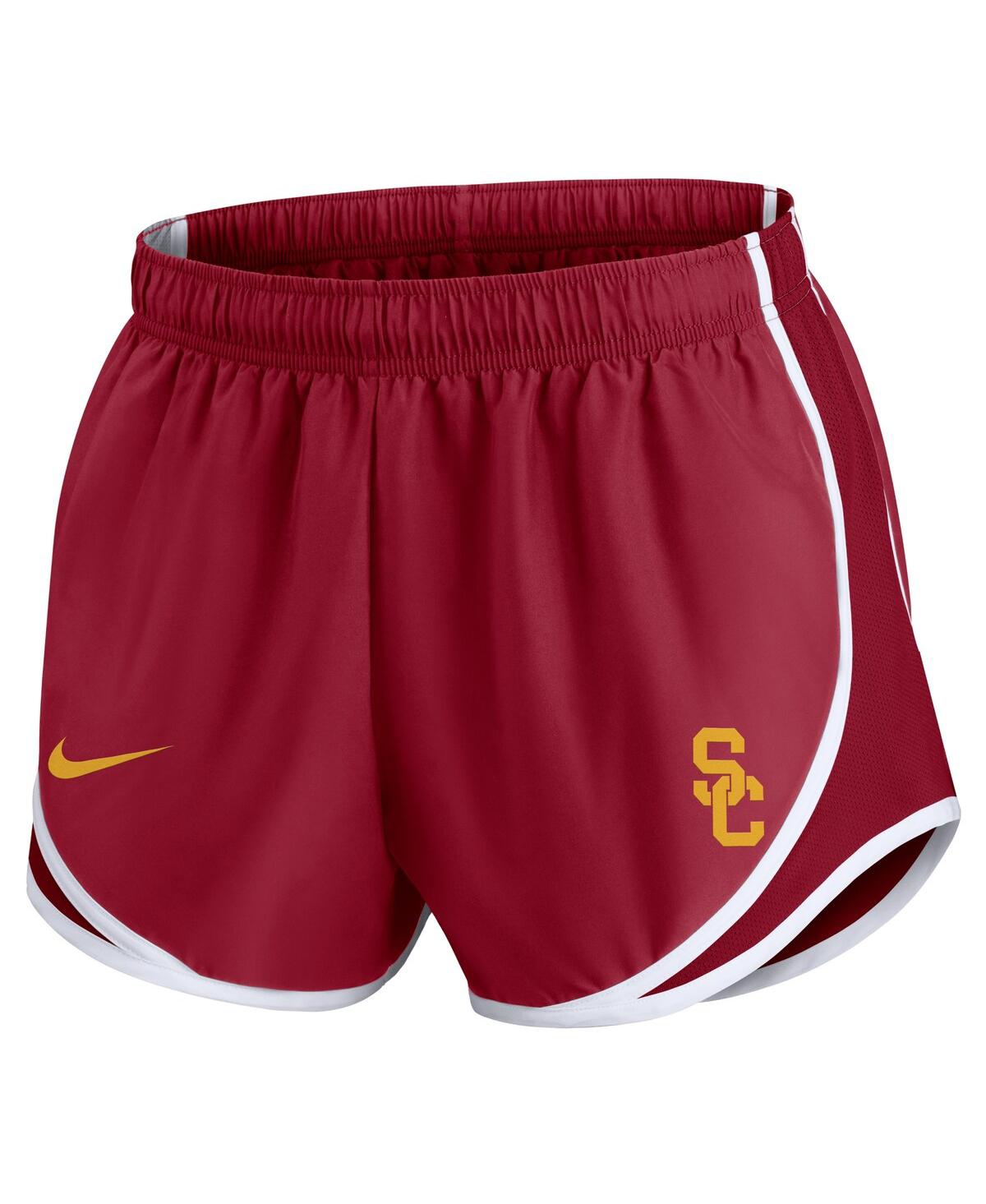 Nike Women's Cardinal Usc Trojans Primetime Tempo Performance Shorts In Cardinal,white