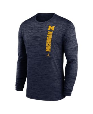 Men's Navy Michigan Wolverines 2024 Sideline Velocity Performance Long Sleeve T-Shirt