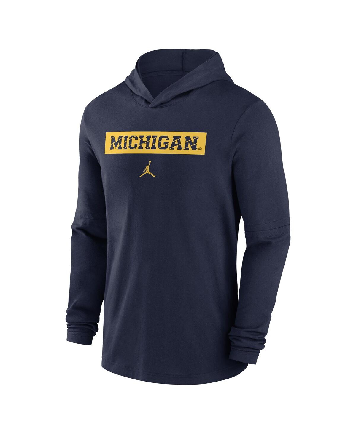 Shop Jordan Men's Navy Michigan Wolverines Sideline Hoodie Performance Long Sleeve T-shirt