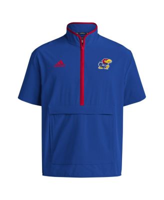 Men's Royal Kansas Jayhawks Coaches Sideline Half-Zip Short Sleeve Jacket