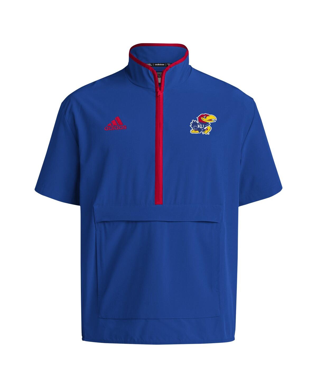 Adidas Men'sKansas Jayhawks Coaches Sideline Half-Zip Short Sleeve Jacket - Royal