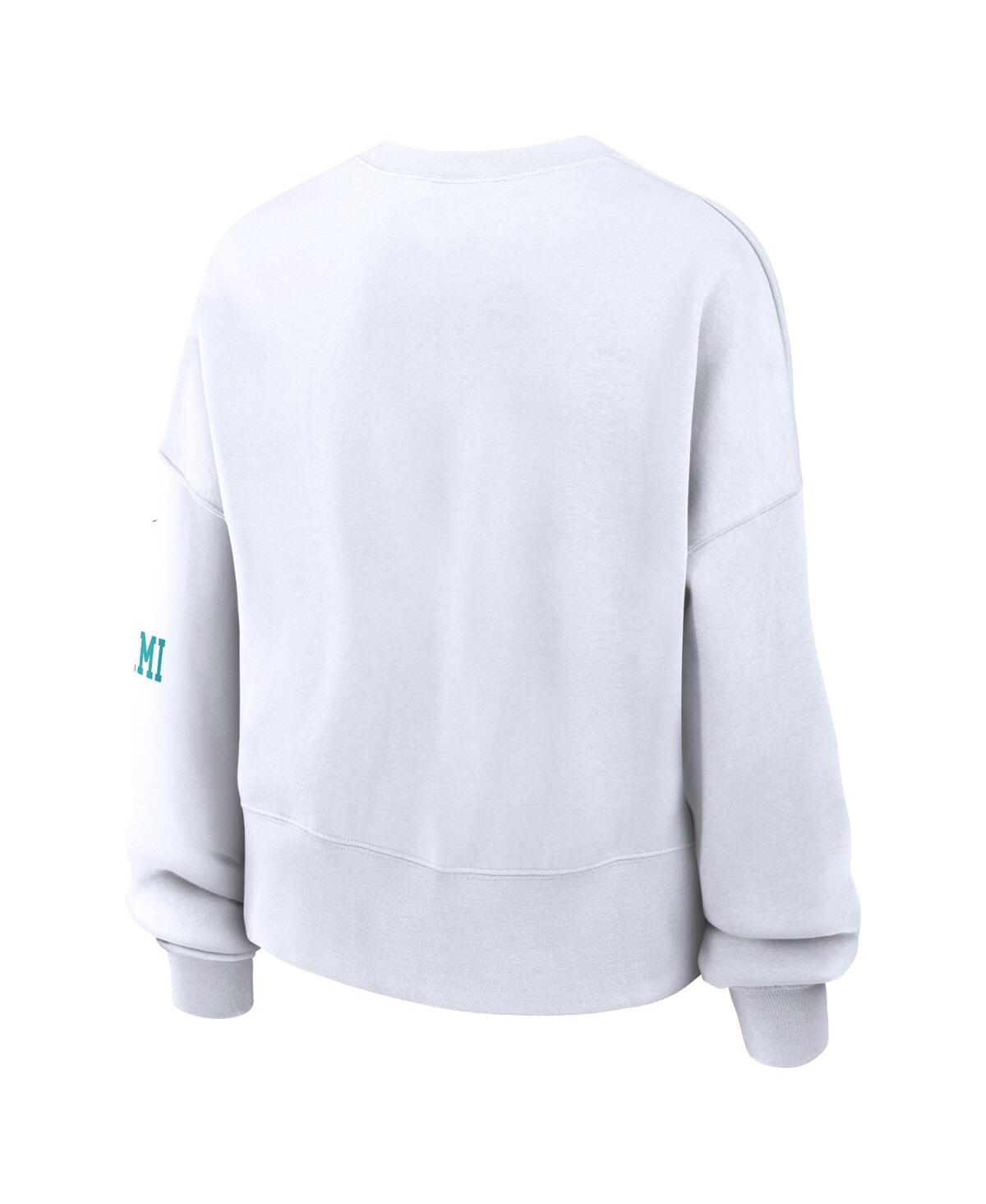 Nike Women's White Miami Dolphins Oversized Long Sleeve Cropped Sweatshirt In White
