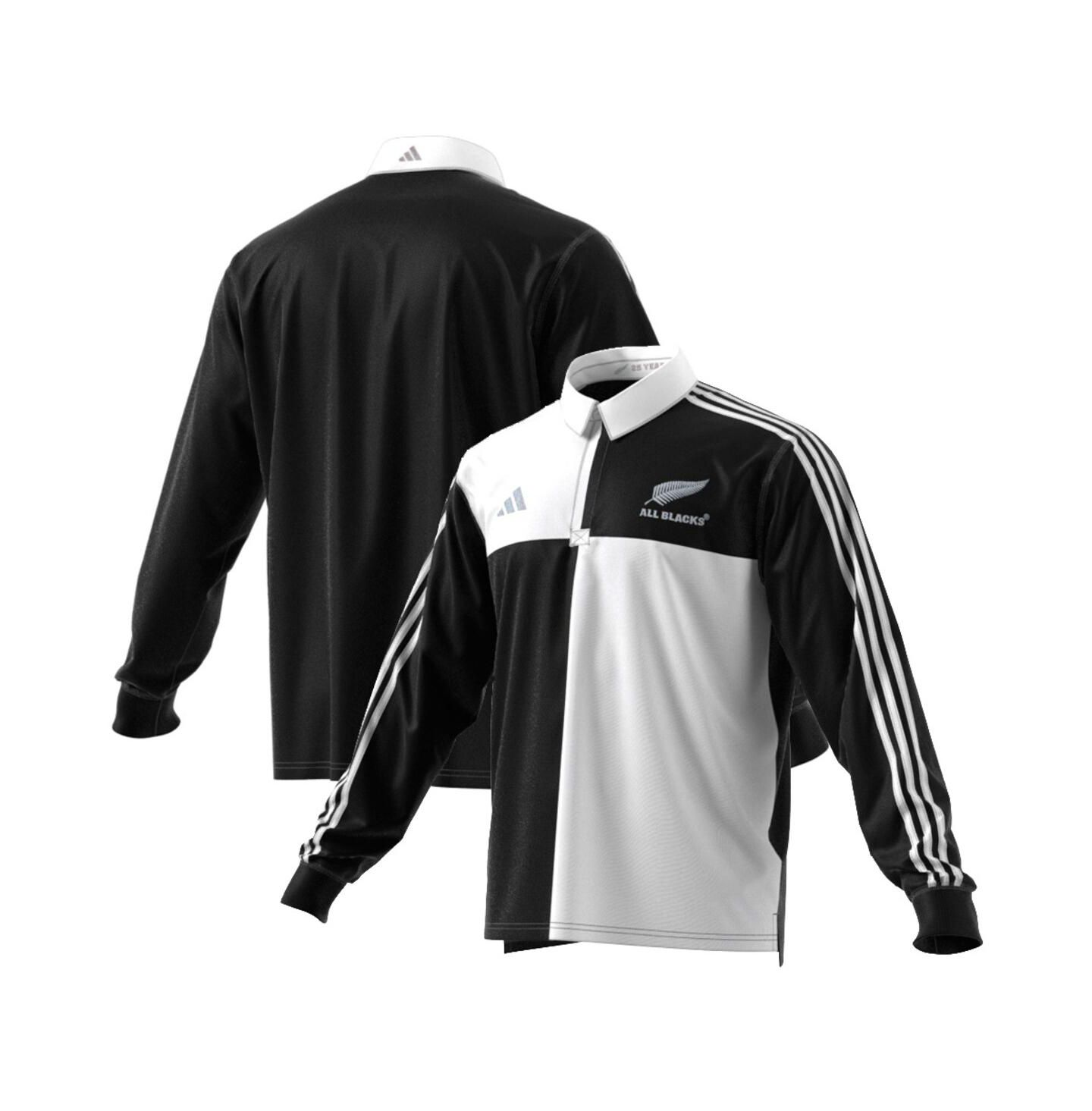 adidas Men's Black New Zealand Rugby 2024/25 Long Sleeve Polo Jersey — фото 1