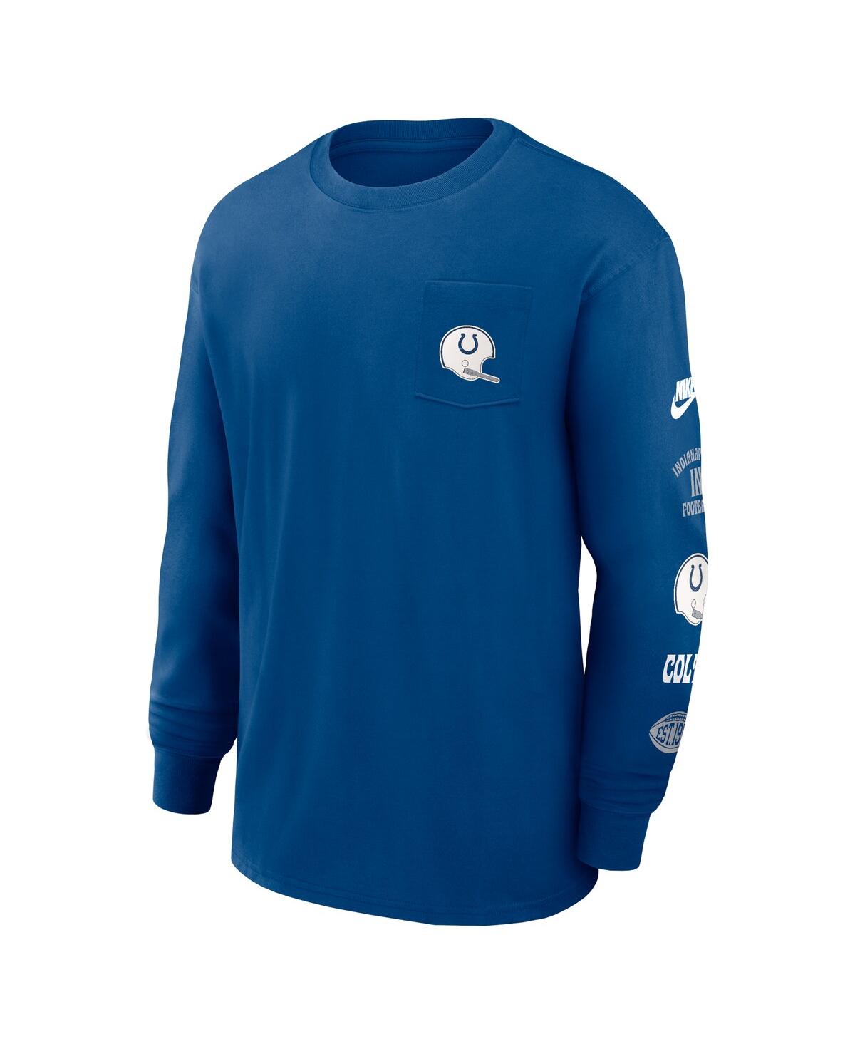 Nike Men'sIndianapolis Colts Rewind Heavy Max 90 Pocket Long Sleeve T-Shirt - Blue