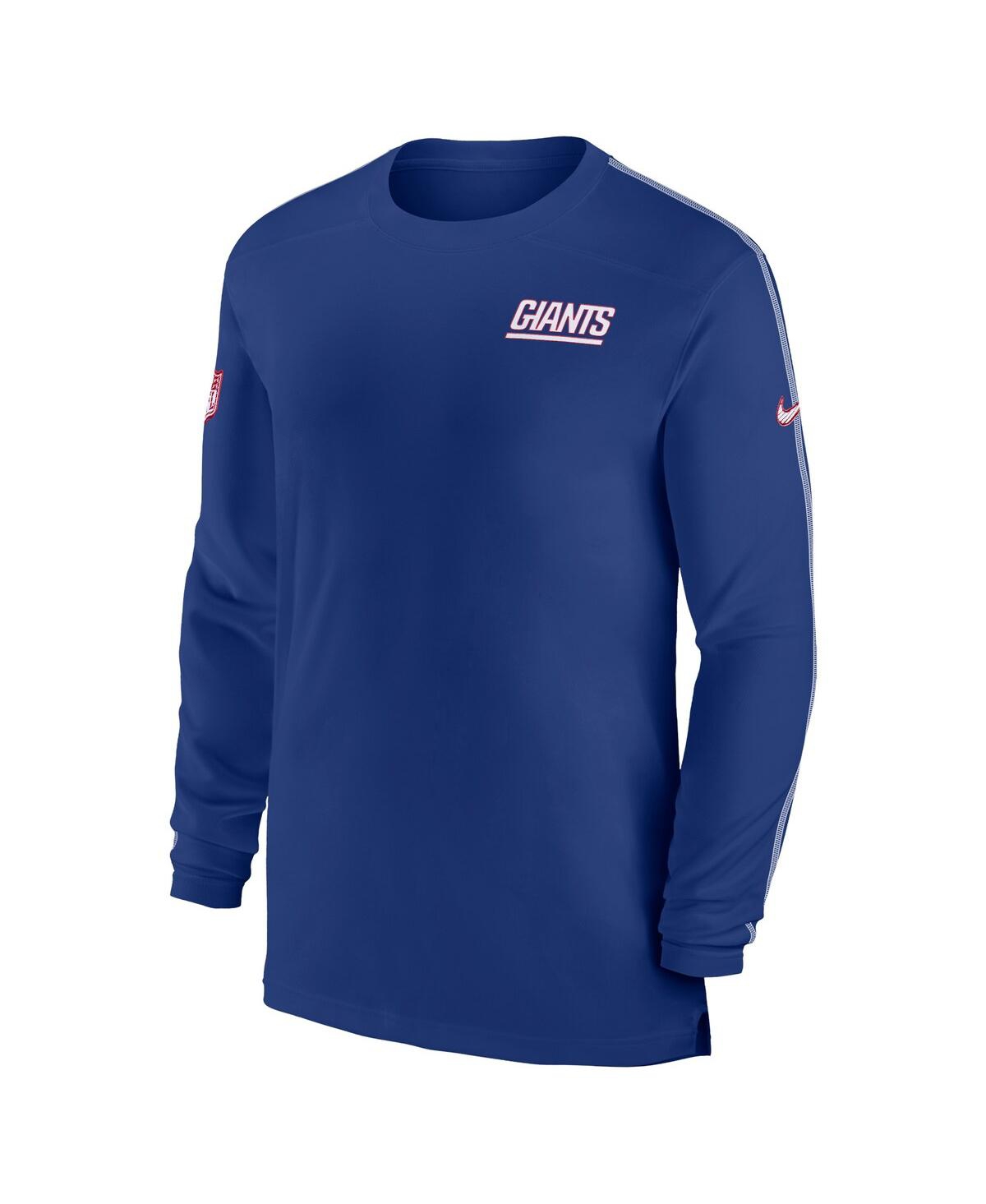 Nike Men's Royal New York Giants Sideline Coach Uv Performance Long Sleeve T-shirt In Royal,white