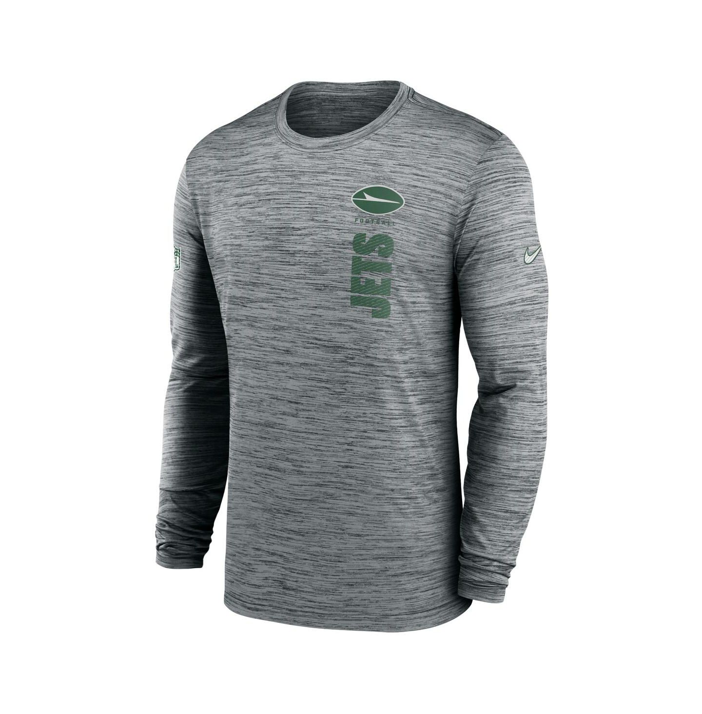Мужская футболка Nike Gray New York Jets 2024 Sideline Velocity Performance Long Sleeve — фото 3