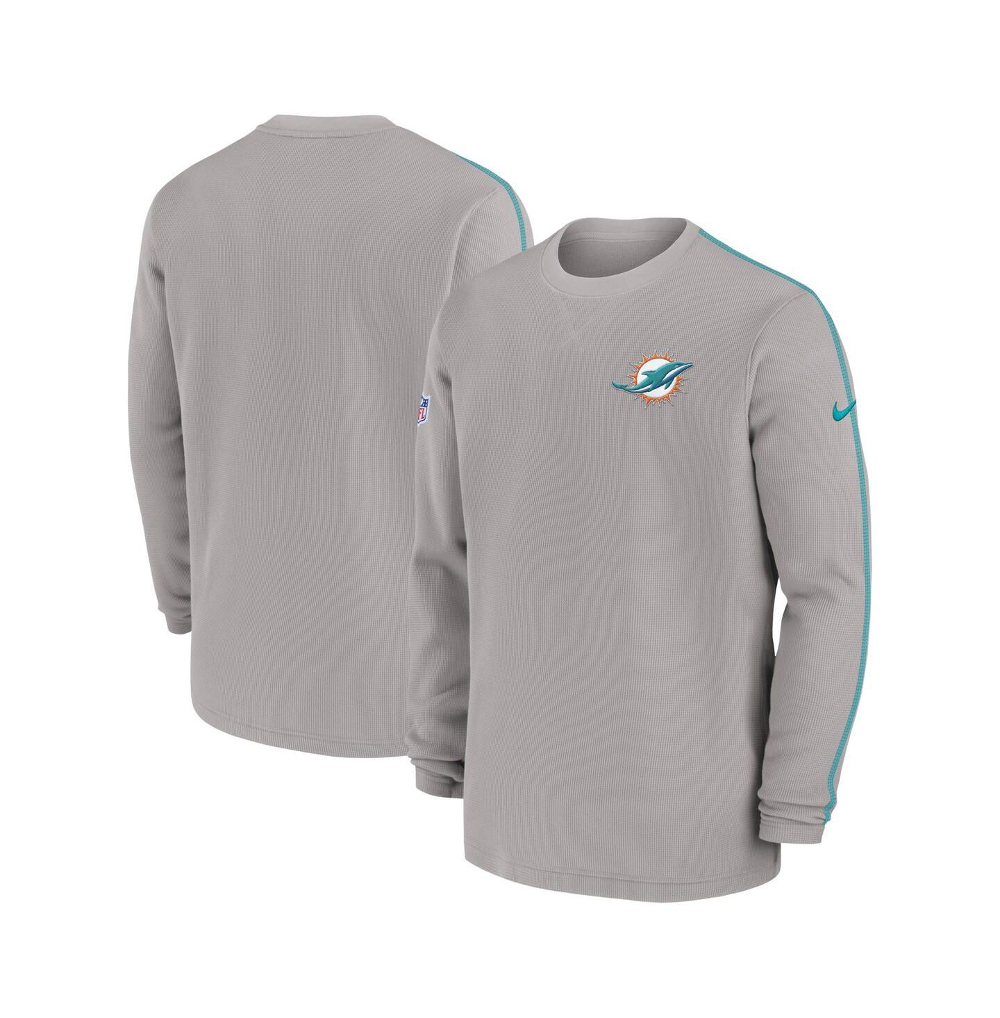 Мужской топ Nike Gray Miami Dolphins 2024 Sideline Coaches Long Sleeve — фото 1