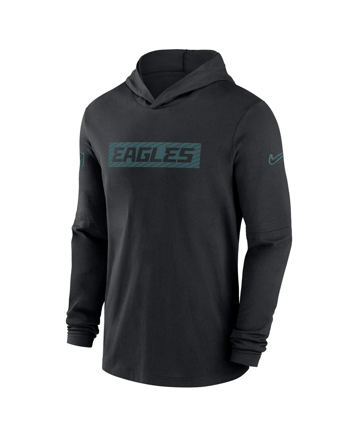 Nike Men'sPhiladelphia Eagles Sideline Hoodie Performance Long Sleeve T-Shirt - Black