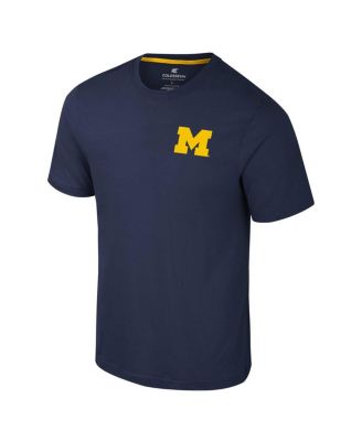 Men's Navy Michigan Wolverines Logo Lockup 2-Hit Active Blend T-Shirt