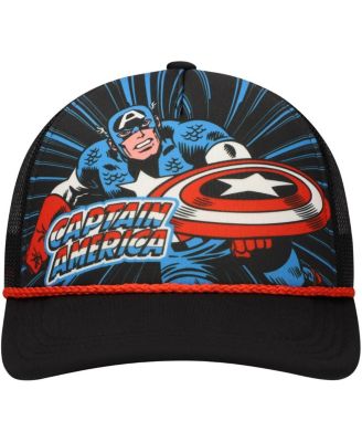 Big Boys and Girls Black Captain America Foam Trucker Adjustable Hat