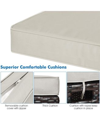 2 Pieces Patio Rattan Ottoman Set with Removable Cushions