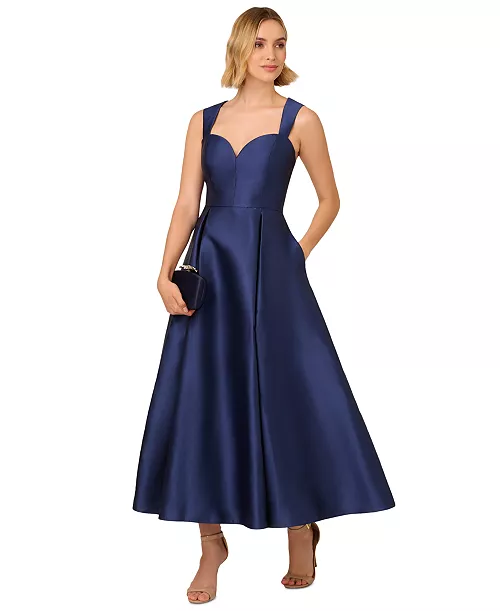 women's sweetheart-neck mikado gown