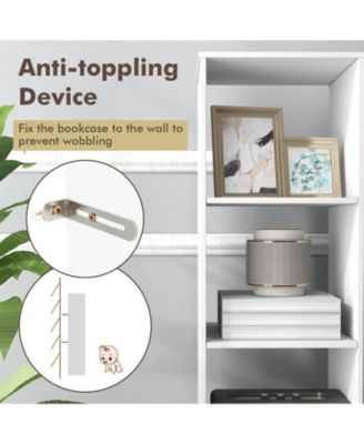 5 Tiers 4-Cube Narrow Bookshelf with 4 Anti-Tipping Kits