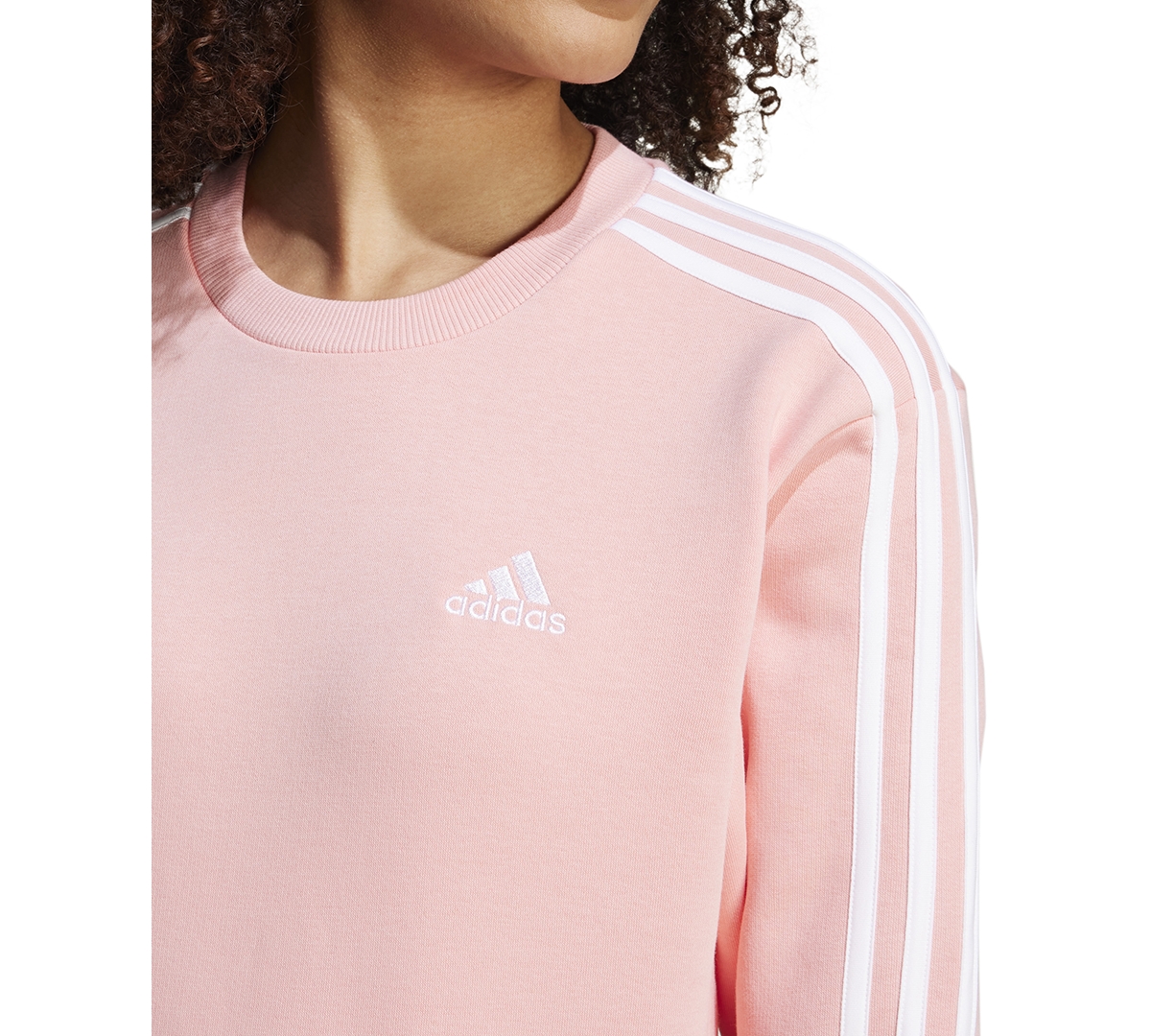 adidas Women's 3-Stripe Cotton Fleece Crewneck Sweatshirt