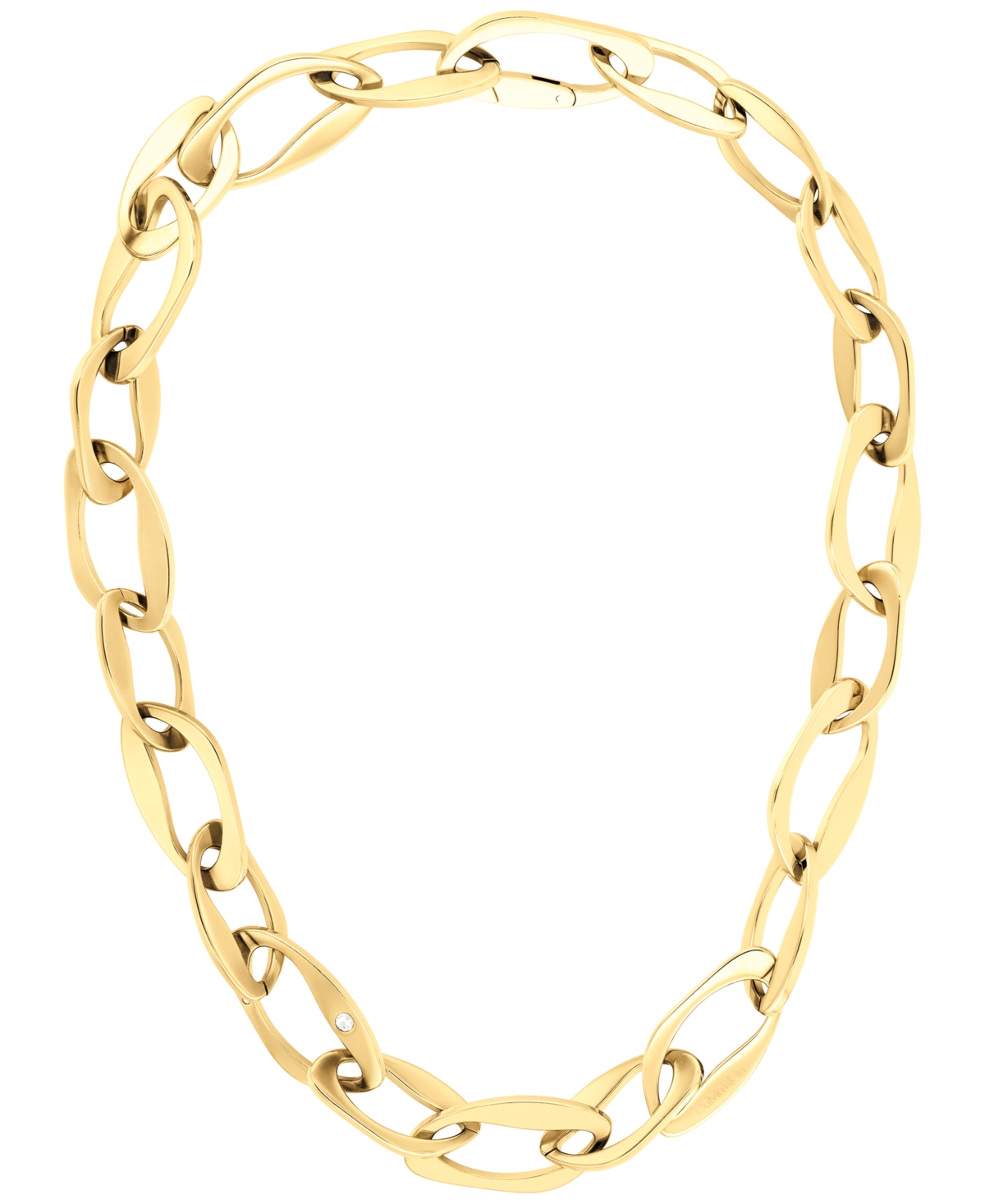 Calvin Klein Pave Sculpted Link Collar Necklace, 16-7/8" + 2" Extender In Gold