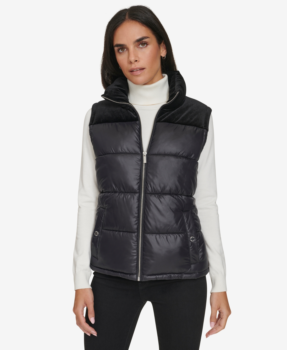 Calvin Klein Women's Velvet Trim Puffer Vest