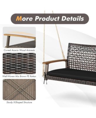 2-Person Rattan Hanging Porch Swing Chair