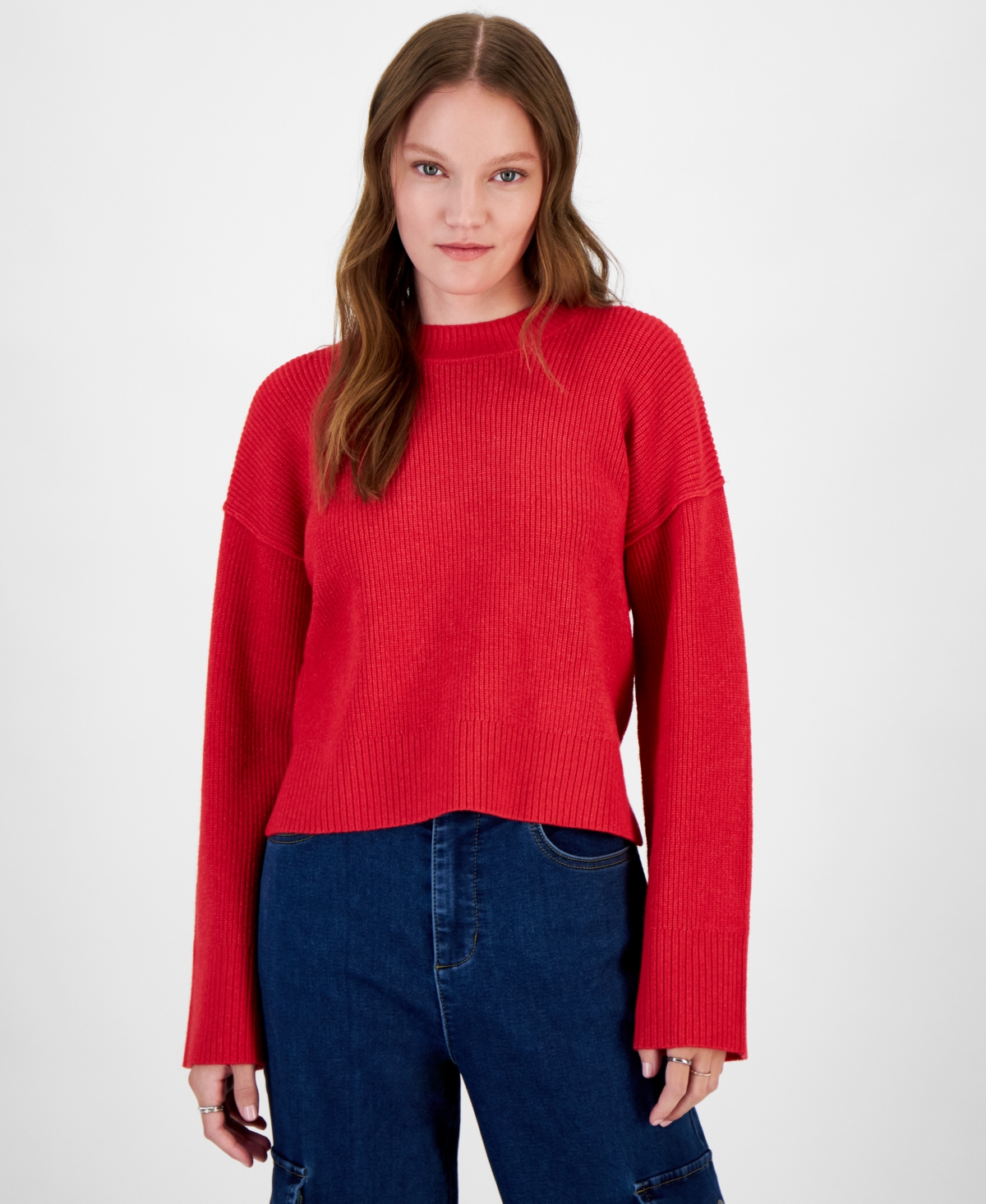 Juniors' Cozy Crewneck Sweater - Red