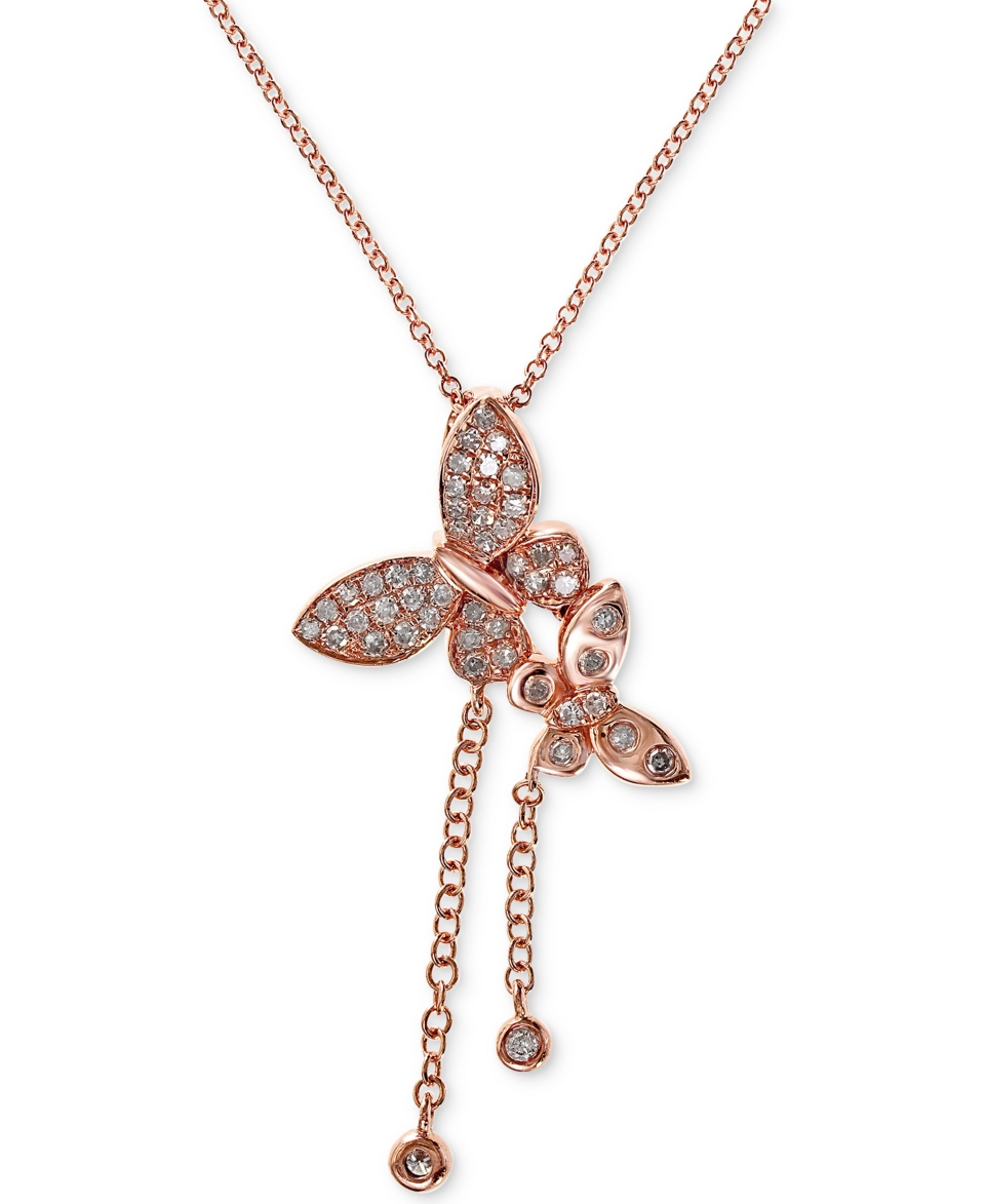 EFFY Diamond Butterfly Pendant Necklace (1/5 ct. t.w.) in 14k Rose