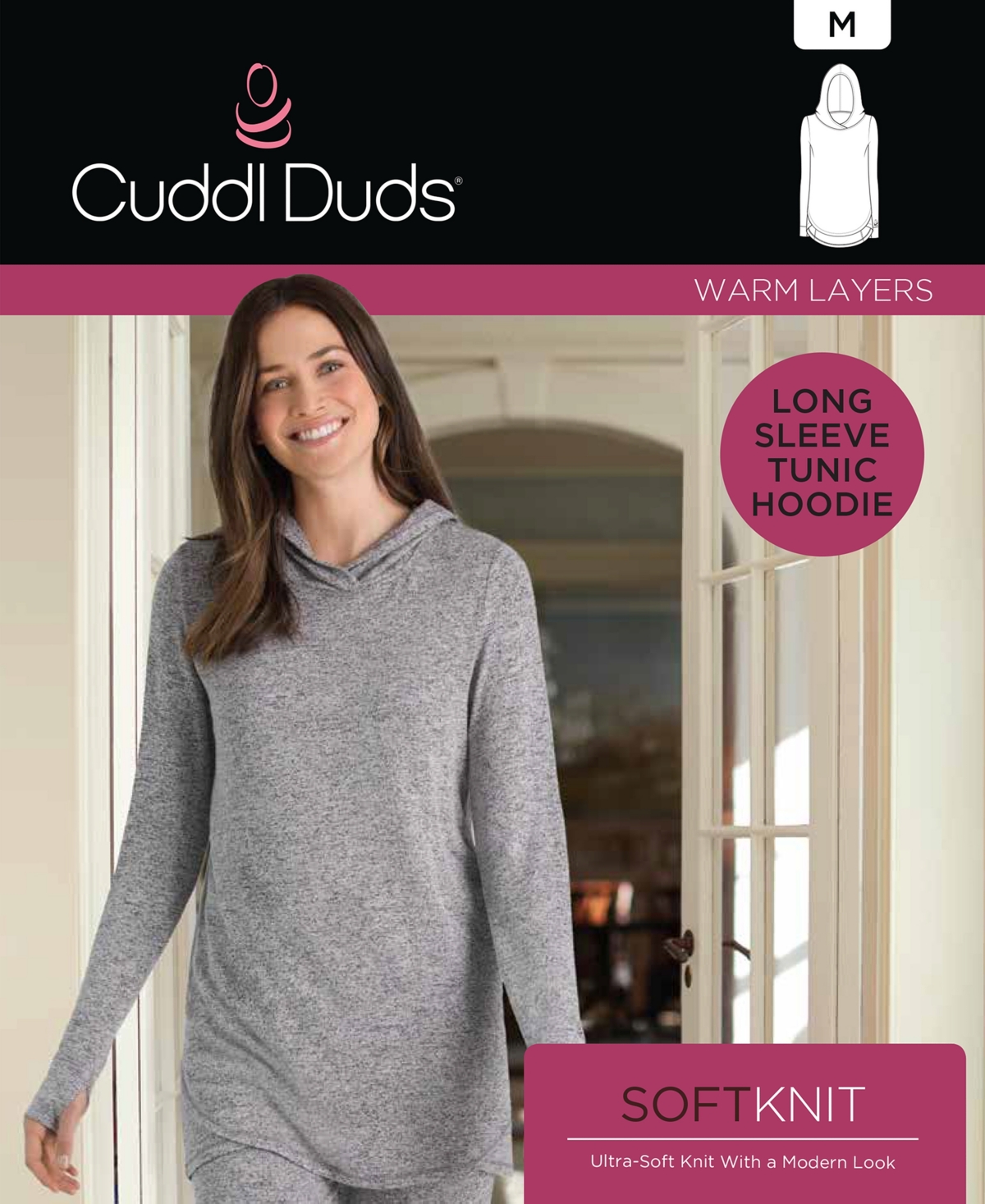 CUDDL DUDS PLUS SIZE SOFTKNIT LONG-SLEEVE TUNIC HOODIE 