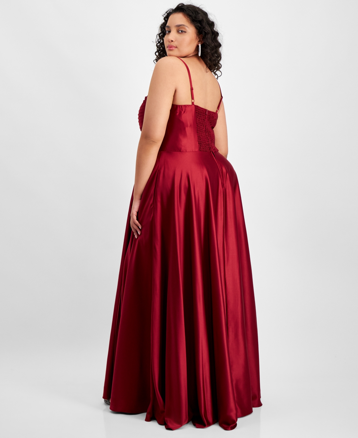 B Darlin Trendy Plus Size Satin Corset Sweetheart Gown