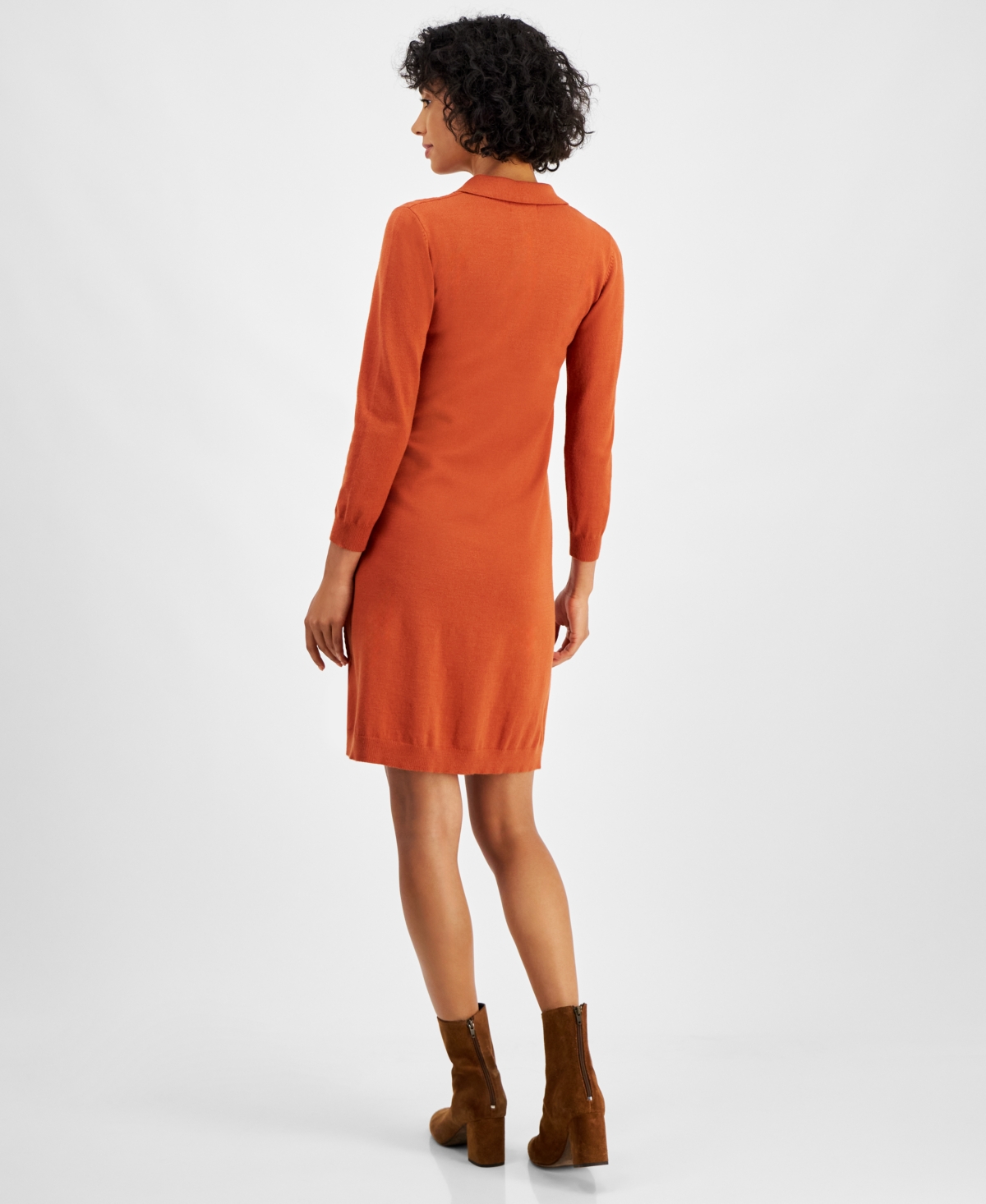 Robbie Bee Petite Cable-knit Half-zip Sweater Dress In Spice